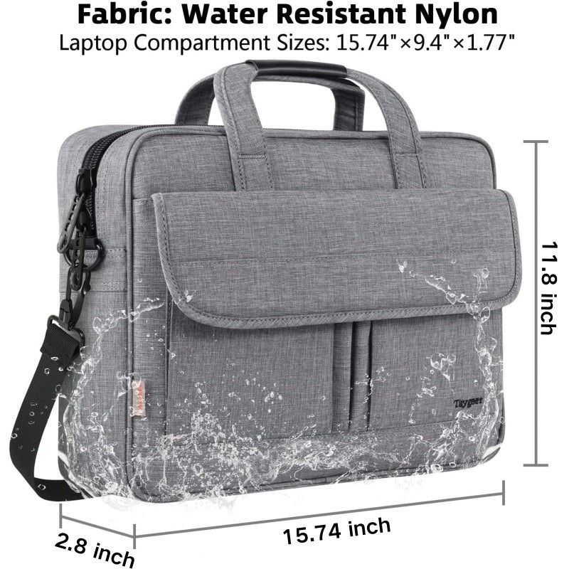 Taygeer Laptop Bag for Men, Water Resistant Crossbody Messenger Shoulder Bag for Business, Professional Premium Office Briefcase, Portable 15.6 Inch Carry On Laptop Case for Notebook/Computer, Grey - Image 3